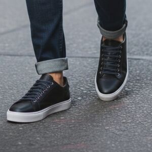 Men's Black Leather Sneakers